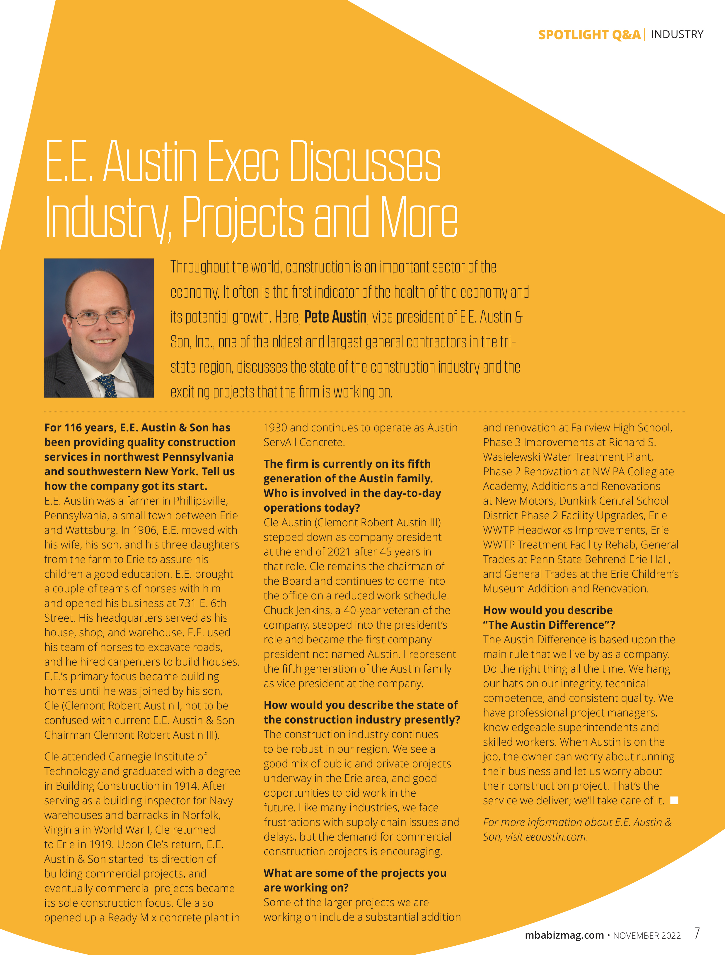 E.E. Austin Exec Discusses Industry, Projects and More