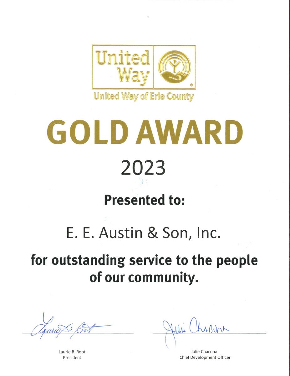 EE Austin & Son Receives Gold Award from United Way 